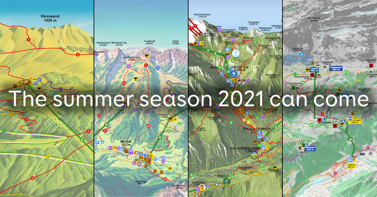 Hikemaps for Muttersberg, Brandnertal, Braunwald and Tux-Finkenberg!